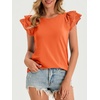 image:imageCicy Bell Womens Ruffle Cap Sleeve TShirts Dressy Casual Summer Lace Tank Tops Crewneck Cute Basic TeeBrick Red