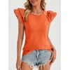 image:imageCicy Bell Womens Ruffle Cap Sleeve TShirts Dressy Casual Summer Lace Tank Tops Crewneck Cute Basic TeeBrick Red
