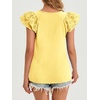 image:imageCicy Bell Womens Ruffle Cap Sleeve TShirts Dressy Casual Summer Lace Tank Tops Crewneck Cute Basic TeeLight Yellow