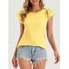 image:imageCicy Bell Womens Ruffle Cap Sleeve TShirts Dressy Casual Summer Lace Tank Tops Crewneck Cute Basic TeeLight Yellow