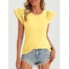 image:imageCicy Bell Womens Ruffle Cap Sleeve TShirts Dressy Casual Summer Lace Tank Tops Crewneck Cute Basic TeeLight Yellow