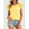 image:imageCicy Bell Womens Ruffle Cap Sleeve TShirts Dressy Casual Summer Lace Tank Tops Crewneck Cute Basic TeeLight Yellow