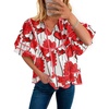 image:imageCicy Bell Womens Floral Babydoll Tops V Neck Lantern Sleeve Loose Blouses  Cute Style Summer Flowy Versatile for Daily Machine WashableCute Red