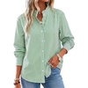 image:imageCicy Bell Womens Oversized Button Down Shirts Casual Dressy Long Sleeve Ruffle Stand Collar Tops Side Split Work BlouseArmy Green