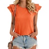 image:imageCicy Bell Womens Ruffle Cap Sleeve TShirts Dressy Casual Summer Lace Tank Tops Crewneck Cute Basic TeeBrick Red