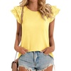 image:imageCicy Bell Womens Ruffle Cap Sleeve TShirts Dressy Casual Summer Lace Tank Tops Crewneck Cute Basic TeeLight Yellow