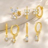 image:imageCicy Bell 18K Gold Plated Hoop Earrings Sets for Women Cubic Zirconia Dainty Trendy Cute Small Stacks Stud Earrings for Multiple PiercingsStyle Gold A