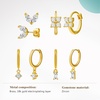 image:imageCicy Bell 18K Gold Plated Hoop Earrings Sets for Women Cubic Zirconia Dainty Trendy Cute Small Stacks Stud Earrings for Multiple PiercingsStyle Gold A
