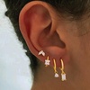 image:imageCicy Bell 18K Gold Plated Hoop Earrings Sets for Women Cubic Zirconia Dainty Trendy Cute Small Stacks Stud Earrings for Multiple PiercingsStyle Gold A