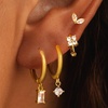 image:imageCicy Bell 18K Gold Plated Hoop Earrings Sets for Women Cubic Zirconia Dainty Trendy Cute Small Stacks Stud Earrings for Multiple PiercingsStyle Gold A
