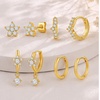 image:imageCicy Bell 18K Gold Plated Hoop Earrings Sets for Women Cubic Zirconia Dainty Trendy Cute Small Stacks Stud Earrings for Multiple PiercingsStyle Gold B