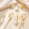 image:imageCicy Bell 18K Gold Plated Hoop Earrings Sets for Women Cubic Zirconia Dainty Trendy Cute Small Stacks Stud Earrings for Multiple PiercingsStyle Gold C
