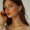 image:imageCicy Bell 18K Gold Plated Hoop Earrings Sets for Women Cubic Zirconia Dainty Trendy Cute Small Stacks Stud Earrings for Multiple PiercingsStyle Gold D