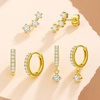 image:imageCicy Bell 18K Gold Plated Hoop Earrings Sets for Women Cubic Zirconia Dainty Trendy Cute Small Stacks Stud Earrings for Multiple PiercingsStyle Gold D