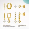 image:imageCicy Bell 18K Gold Plated Hoop Earrings Sets for Women Cubic Zirconia Dainty Trendy Cute Small Stacks Stud Earrings for Multiple PiercingsStyle Gold E