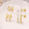 image:imageCicy Bell 18K Gold Plated Hoop Earrings Sets for Women Cubic Zirconia Dainty Trendy Cute Small Stacks Stud Earrings for Multiple PiercingsStyle Gold E