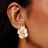 image:imageCicy Bell 18k Gold Plated Enamel Flower Earrings for Women  Summer Boho Statement Stud Cubic Zirconia Trendy Jewelry GiftsBeige