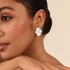 image:imageCicy Bell 18k Gold Plated Enamel Flower Earrings for Women  Summer Boho Statement Stud Cubic Zirconia Trendy Jewelry GiftsLight Blue