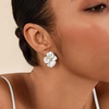 image:imageCicy Bell 18k Gold Plated Enamel Flower Earrings for Women  Summer Boho Statement Stud Cubic Zirconia Trendy Jewelry GiftsLight Blue