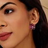 image:imageCicy Bell 18k Gold Plated Enamel Flower Earrings for Women  Summer Boho Statement Stud Cubic Zirconia Trendy Jewelry GiftsPink