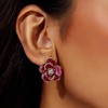 image:imageCicy Bell 18k Gold Plated Enamel Flower Earrings for Women  Summer Boho Statement Stud Cubic Zirconia Trendy Jewelry GiftsPink