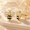 image:imageCicy Bell Bee Stud Earrings For Women 18k Gold Plated Animal Jewelry  925 Sterling Silver Post Animal Jewelry With Cubic Zirconia Wings Cute Tiny Bumble ShimmeringGold