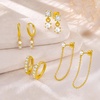 image:imageCicy Bell Dangle Chain Earrings For Women 18k Gold Plated Stack Earrings  Hypoallergenic Cubic Zirconia Stud EarringS Trendy Jewelry Huggie Hoops Dainty Lightweight Earrings For GiftStyle A