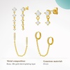 image:imageCicy Bell Dangle Chain Earrings For Women 18k Gold Plated Stack Earrings  Hypoallergenic Cubic Zirconia Stud EarringS Trendy Jewelry Huggie Hoops Dainty Lightweight Earrings For GiftStyle F