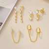 image:imageCicy Bell Dangle Chain Earrings For Women 18k Gold Plated Stack Earrings  Hypoallergenic Cubic Zirconia Stud EarringS Trendy Jewelry Huggie Hoops Dainty Lightweight Earrings For GiftStyle F