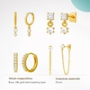 image:imageCicy Bell Dangle Chain Earrings For Women 18k Gold Plated Stack Earrings  Hypoallergenic Cubic Zirconia Stud EarringS Trendy Jewelry Huggie Hoops Dainty Lightweight Earrings For GiftStyle A