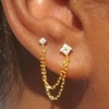 image:imageCicy Bell Dangle Chain Earrings For Women 18k Gold Plated Stack Earrings  Hypoallergenic Cubic Zirconia Stud EarringS Trendy Jewelry Huggie Hoops Dainty Lightweight Earrings For GiftStyle C