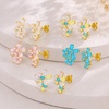 image:imageCicy Bell Women Flower Earrings 18k Gold Plated 925 Silver Post Earrings  Hypoallergenic 925 Sterling Silver Post Colorful Cubic Zirconia Stud Earrings Floral Jewelry Gift For HerRainbow