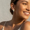 image:imageCicy Bell Women Flower Earrings 18k Gold Plated 925 Silver Post Earrings  Hypoallergenic 925 Sterling Silver Post Colorful Cubic Zirconia Stud Earrings Floral Jewelry Gift For HerFlower