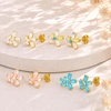 image:imageCicy Bell Women Flower Earrings 18k Gold Plated 925 Silver Post Earrings  Hypoallergenic 925 Sterling Silver Post Colorful Cubic Zirconia Stud Earrings Floral Jewelry Gift For HerBlue