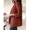image:imageCicy Bell Women Plaid Blazer Business Stand Collar Open Front Suit Jacket  One Button Casual Trendy Work Office Fall Spring Suit Blazer Long Sleeve Button Cuff Front Flap Pockets Back SplitPolka Dotsbrown