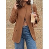 image:imageCicy Bell Women Plaid Blazer Business Stand Collar Open Front Suit Jacket  One Button Casual Trendy Work Office Fall Spring Suit Blazer Long Sleeve Button Cuff Front Flap Pockets Back SplitStripedbrown