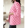 image:imageCicy Bell Women Plaid Blazer Business Stand Collar Open Front Suit Jacket  One Button Casual Trendy Work Office Fall Spring Suit Blazer Long Sleeve Button Cuff Front Flap Pockets Back SplitPolka Dotspink