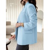 image:imageCicy Bell Women Plaid Blazer Business Stand Collar Open Front Suit Jacket  One Button Casual Trendy Work Office Fall Spring Suit Blazer Long Sleeve Button Cuff Front Flap Pockets Back SplitSky Blue