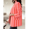image:imageCicy Bell Women Plaid Blazer Business Stand Collar Open Front Suit Jacket  One Button Casual Trendy Work Office Fall Spring Suit Blazer Long Sleeve Button Cuff Front Flap Pockets Back SplitColor Blockpinkish Orange