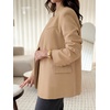 image:imageCicy Bell Women Plaid Blazer Business Stand Collar Open Front Suit Jacket  One Button Casual Trendy Work Office Fall Spring Suit Blazer Long Sleeve Button Cuff Front Flap Pockets Back SplitDark Khaki
