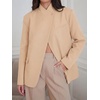 image:imageCicy Bell Women Plaid Blazer Business Stand Collar Open Front Suit Jacket  One Button Casual Trendy Work Office Fall Spring Suit Blazer Long Sleeve Button Cuff Front Flap Pockets Back SplitKhaki