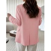 image:imageCicy Bell Women Plaid Blazer Business Stand Collar Open Front Suit Jacket  One Button Casual Trendy Work Office Fall Spring Suit Blazer Long Sleeve Button Cuff Front Flap Pockets Back SplitPink