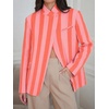 image:imageCicy Bell Women Plaid Blazer Business Stand Collar Open Front Suit Jacket  One Button Casual Trendy Work Office Fall Spring Suit Blazer Long Sleeve Button Cuff Front Flap Pockets Back SplitColor Blockpinkish Orange