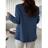 image:imageCicy Bell Women Plaid Blazer Business Stand Collar Open Front Suit Jacket  One Button Casual Trendy Work Office Fall Spring Suit Blazer Long Sleeve Button Cuff Front Flap Pockets Back SplitStripednavy