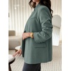 image:imageCicy Bell Women Plaid Blazer Business Stand Collar Open Front Suit Jacket  One Button Casual Trendy Work Office Fall Spring Suit Blazer Long Sleeve Button Cuff Front Flap Pockets Back SplitStripedarmy Green