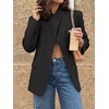image:imageCicy Bell Women Plaid Blazer Business Stand Collar Open Front Suit Jacket  One Button Casual Trendy Work Office Fall Spring Suit Blazer Long Sleeve Button Cuff Front Flap Pockets Back SplitBlack