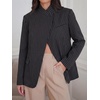 image:imageCicy Bell Women Plaid Blazer Business Stand Collar Open Front Suit Jacket  One Button Casual Trendy Work Office Fall Spring Suit Blazer Long Sleeve Button Cuff Front Flap Pockets Back SplitStripedblack