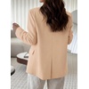 image:imageCicy Bell Women Plaid Blazer Business Stand Collar Open Front Suit Jacket  One Button Casual Trendy Work Office Fall Spring Suit Blazer Long Sleeve Button Cuff Front Flap Pockets Back SplitKhaki