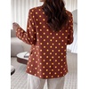 image:imageCicy Bell Women Plaid Blazer Business Stand Collar Open Front Suit Jacket  One Button Casual Trendy Work Office Fall Spring Suit Blazer Long Sleeve Button Cuff Front Flap Pockets Back SplitPolka Dotsbrown