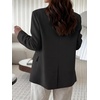 image:imageCicy Bell Women Plaid Blazer Business Stand Collar Open Front Suit Jacket  One Button Casual Trendy Work Office Fall Spring Suit Blazer Long Sleeve Button Cuff Front Flap Pockets Back SplitBlack